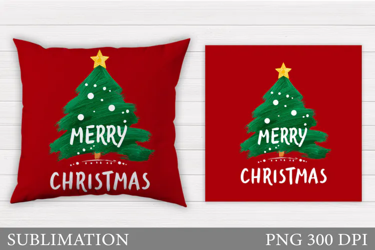 Merry Christmas Pillow Design. Christmas Pillow Sublimation