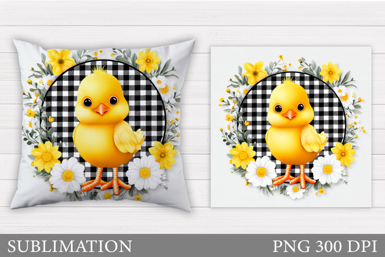 Spring Chick Pillow Sublimation. Spring Pillow Design