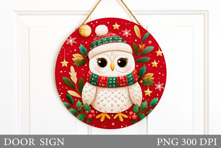Christmas Owl Door Sign. Christmas Door Sign Design