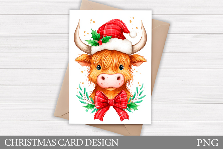Christmas Cow Card Printable. Christmas Card Design