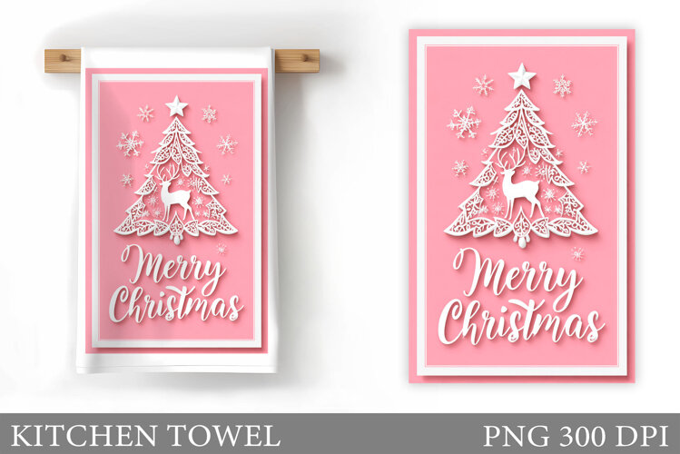Christmas Tree Kitchen Towel. Christmas Deer Kitchen Towel example image 1