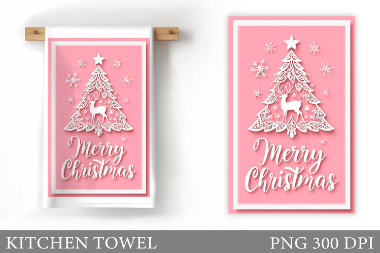Christmas Tree Kitchen Towel. Christmas Deer Kitchen Towel