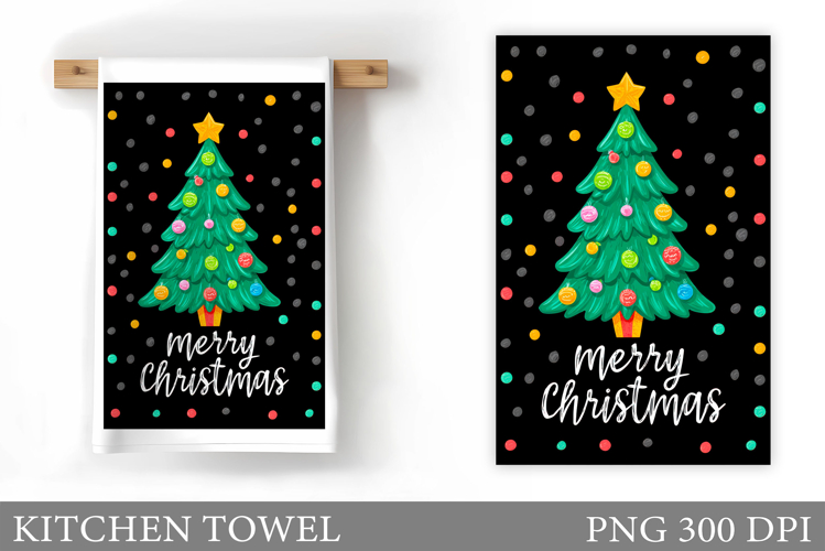Christmas Tree Kitchen Towel. Christmas Deer Kitchen Towel