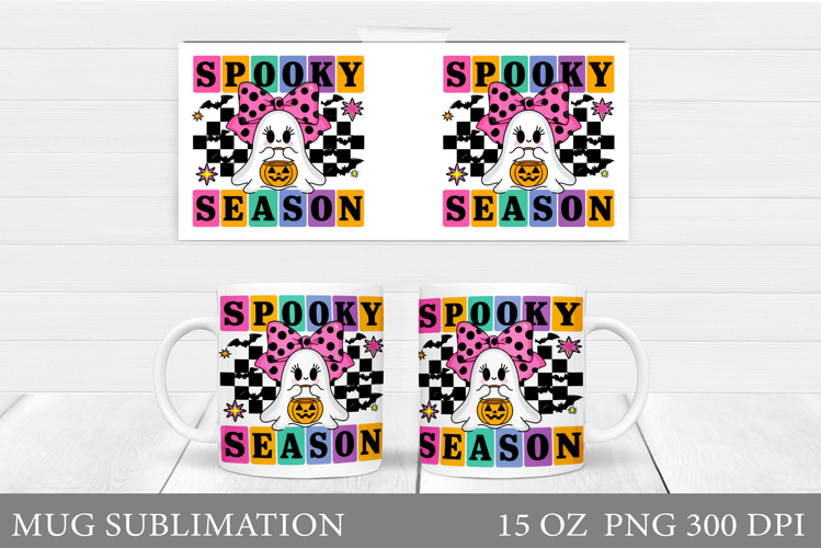 Cute Ghost Mug Sublimation. Halloween Mug Design