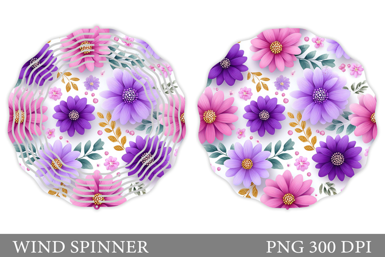 Floral Wind Spinner Sublimation. Flowers Wind Spinner Design