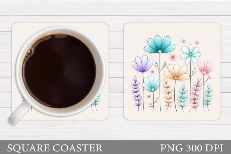 Floral Coaster Design. Flowers Coaster Sublimation