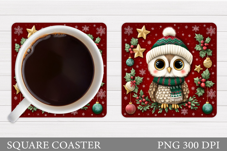 Christmas Owl Coaster Design. Christmas Coaster Sublimation