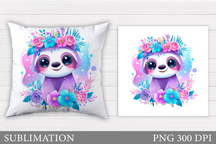 Cute Sloth Pillow Design. Cute Sloth Sublimation