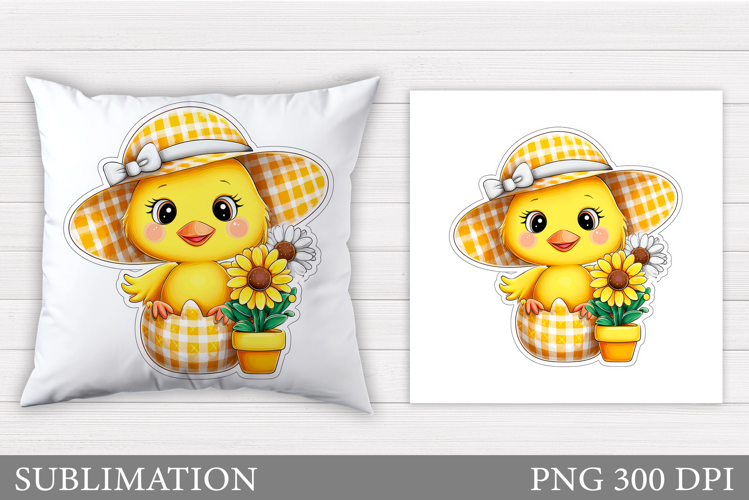 Spring Chick Pillow Sublimation. Spring Pillow Design