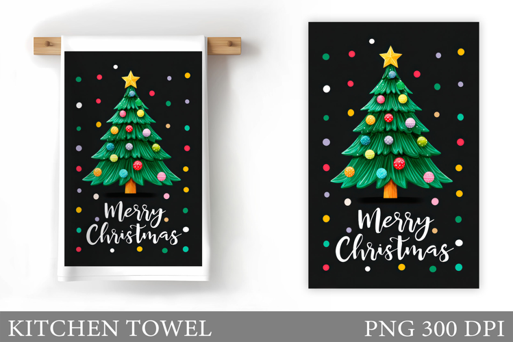 Christmas Tree Kitchen Towel. Christmas Deer Kitchen Towel