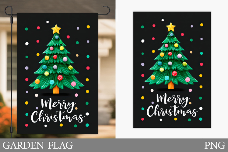 Christmas Tree Garden Flag. Merry Christmas Garden Flag