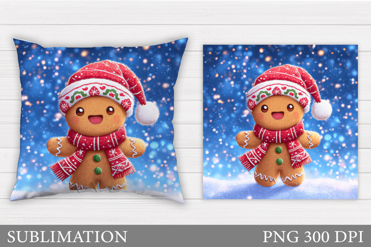 Gingerbread Pillow Design. Christmas Pillow Sublimation
