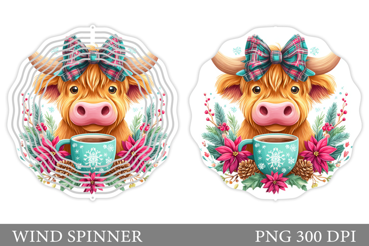 Christmas Cow Wind Spinner. Christmas Wind Spinner Design