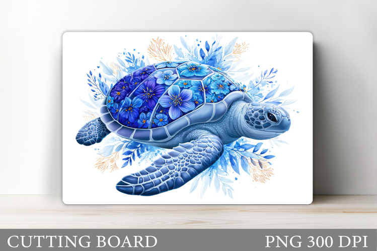 Sea Turtle Cutting Board. Floral Turtle Sublimation