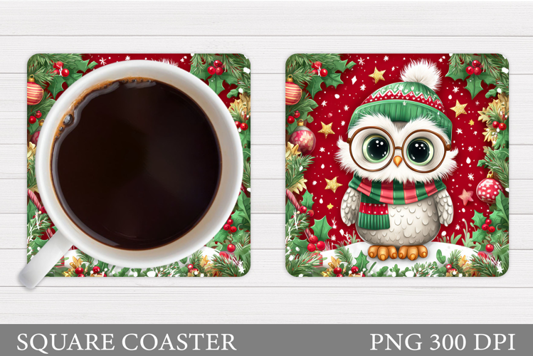 Christmas Owl Coaster Design. Christmas Coaster Sublimation