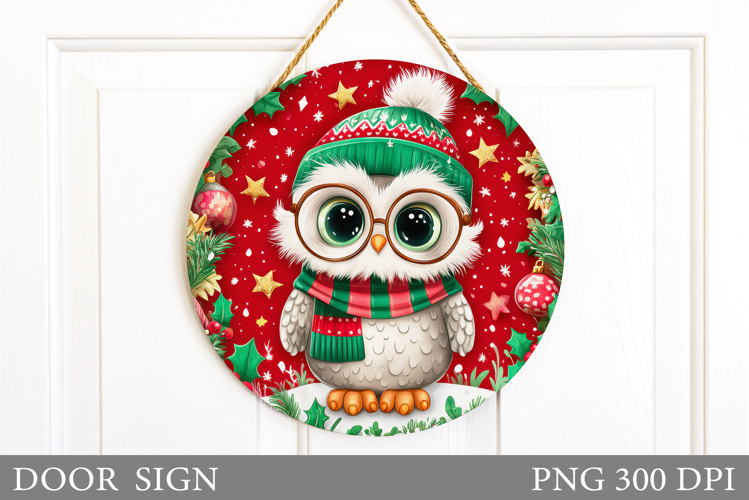 Christmas Owl Door Sign. Christmas Door Sign Sublimation