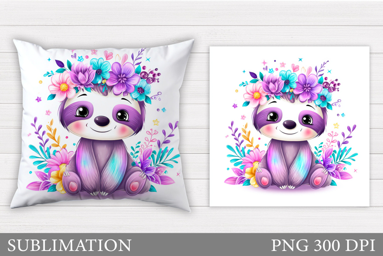 Cute Sloth Pillow Design. Cute Sloth Sublimation