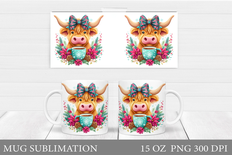 Christmas Cow Mug Design. Christmas Mug Sublimation