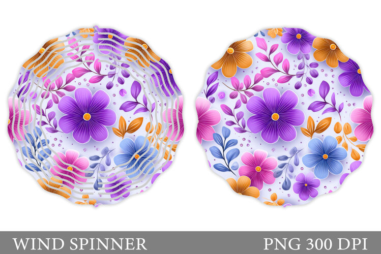 Flowers Wind Spinner Design. Floral Wind Spinner Sublimation example image 1