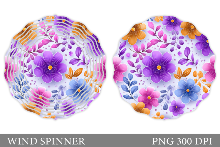 Flowers Wind Spinner Design. Floral Wind Spinner Sublimation