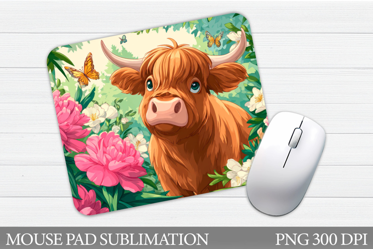 Cow Flowers Mouse Pad Design. Cow Mouse Pad Sublimation