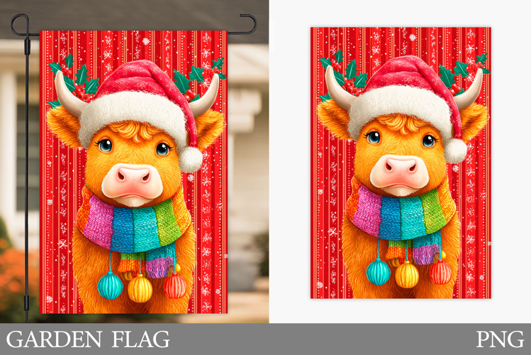 Christmas Cow Garden Flag. Christmas Garden Flag Design