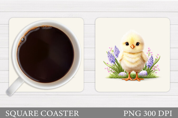 Easter Chick Coaster Design. Easter Coaster Sublimation example image 1