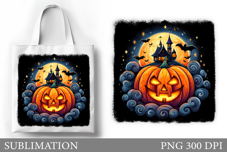 Halloween Pumpkin Sublimation. Halloween Tote Bag Design