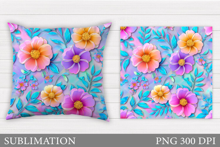 Floral Pillow Design. Flowers Sublimation example image 1