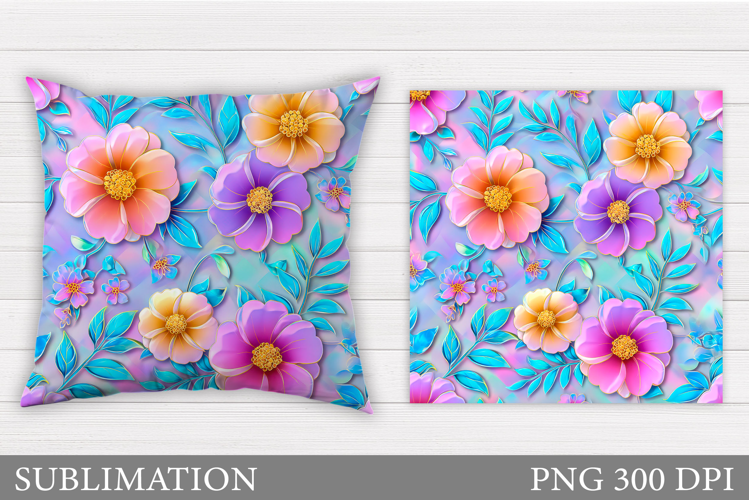 Floral Pillow Design. Flowers Sublimation