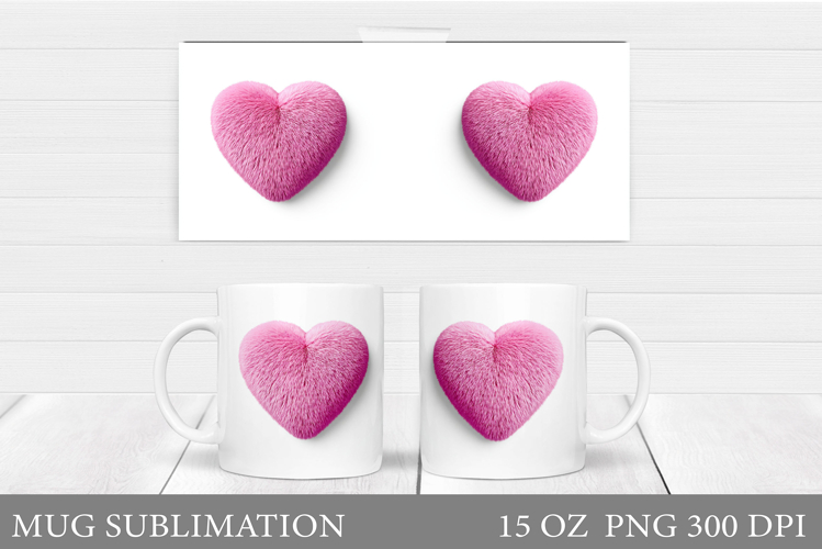 Heart Mug Sublimation. Valentines Mug Wrap Design