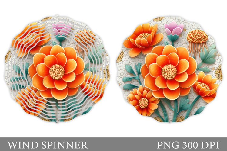 Flowers Wind Spinner Design. Floral Wind Spinner Sublimation