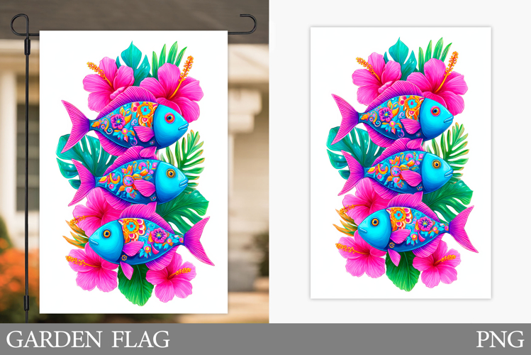 Fish Garden Flag Design. Fish Sublimation