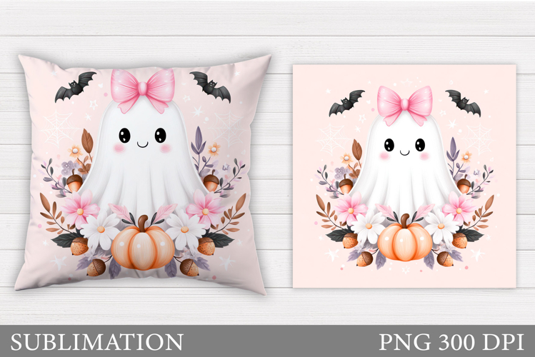 Cute Ghost Pillow Design. Halloween Pillow Sublimation
