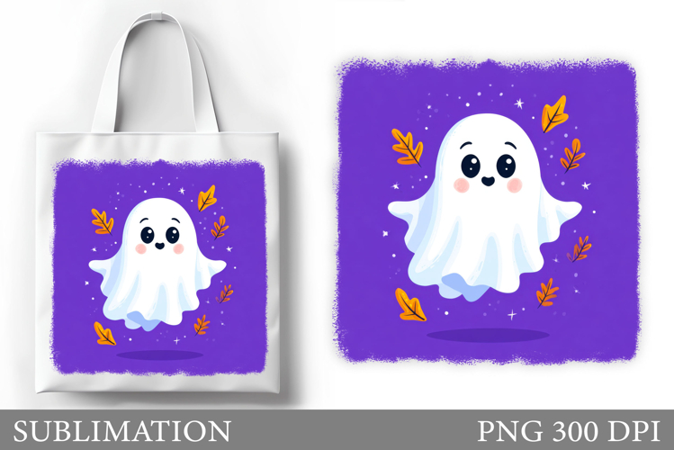 Halloween Ghost Tote Bag Design. Cute Halloween Sublimation