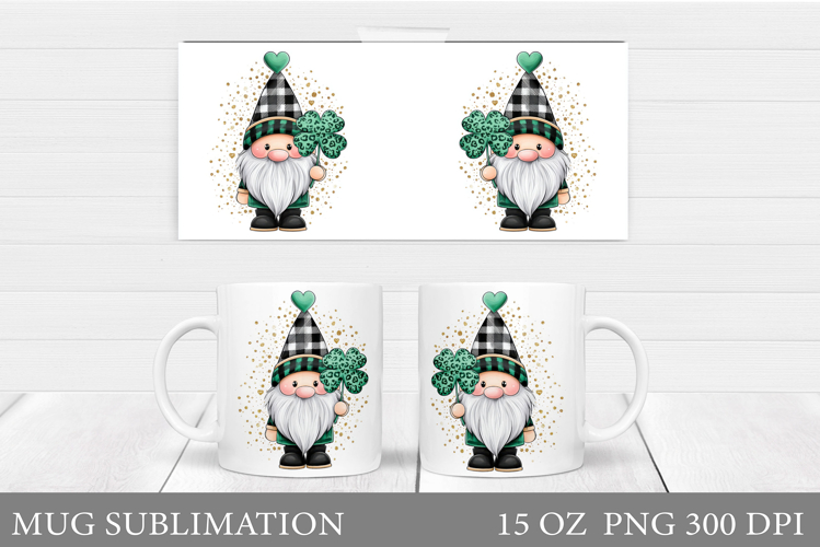 St Patrick Gnome Mug Design. St Patrick Mug Sublimation