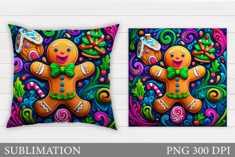 Gingerbread Pillow Design. Christmas Pillow Sublimation