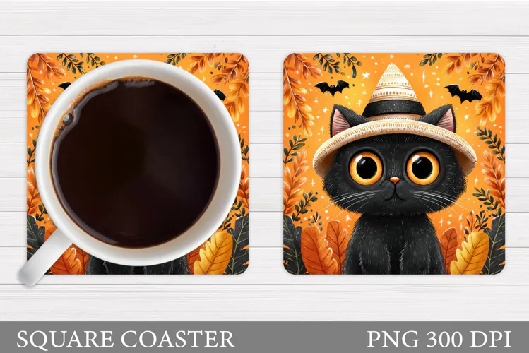 Halloween Cat Coaster. Halloween Coaster Design