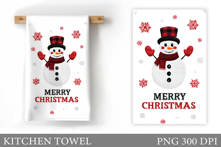Snowman Kitchen Towel Design. Christmas Kitchen Towel