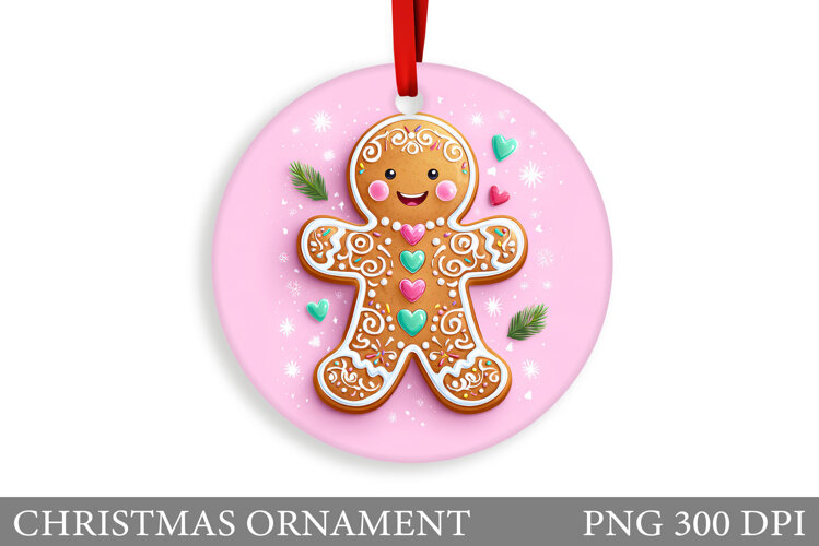 Gingerbread Christmas Ornament. Cute Raccoon Sublimation example image 1