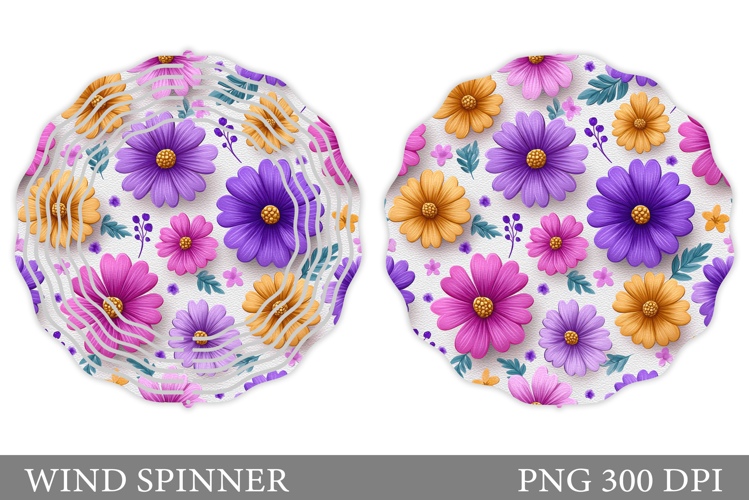 Floral Wind Spinner Sublimation. Flowers Wind Spinner Design