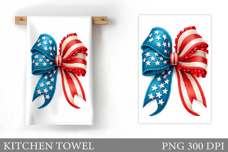 Patriotic Bow Kitchen Towel. Patriotic Kitchen Towel example image 1