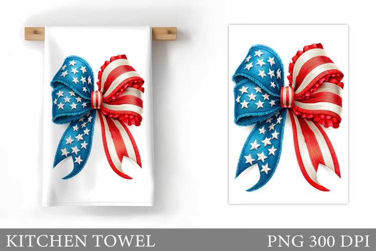 Patriotic Bow Kitchen Towel. Patriotic Kitchen Towel
