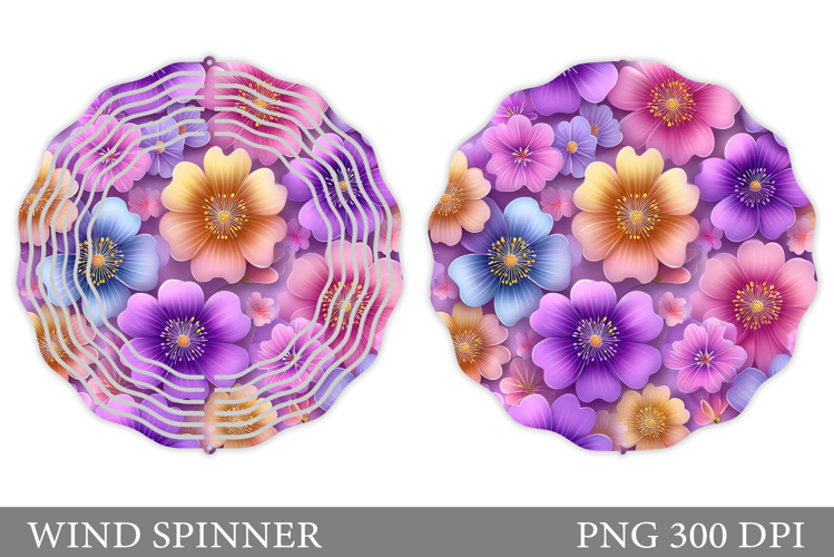 Flowers Wind Spinner Design. Floral Wind Spinner Sublimation