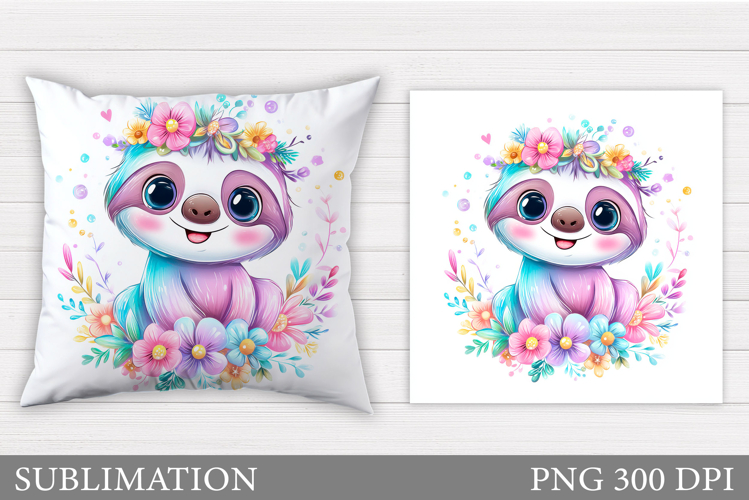 Cute Sloth Pillow Design. Cute Sloth Sublimation