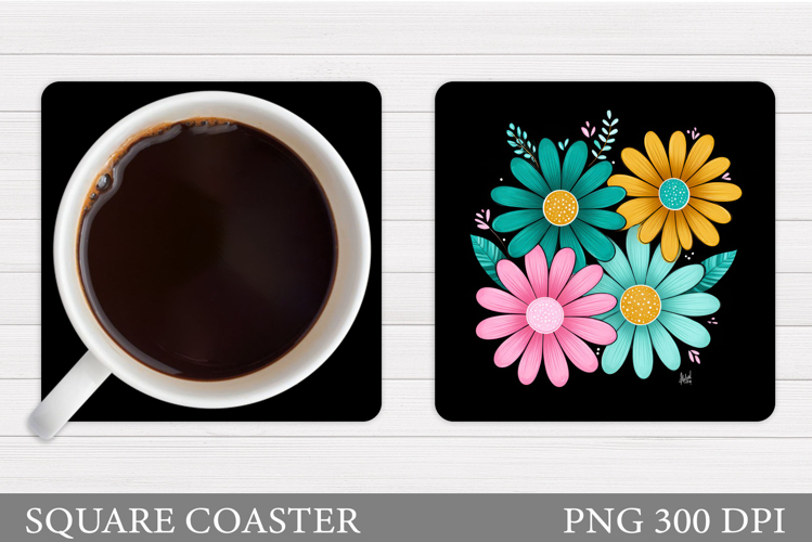 Floral Coaster Design. Flowers Coaster Sublimation