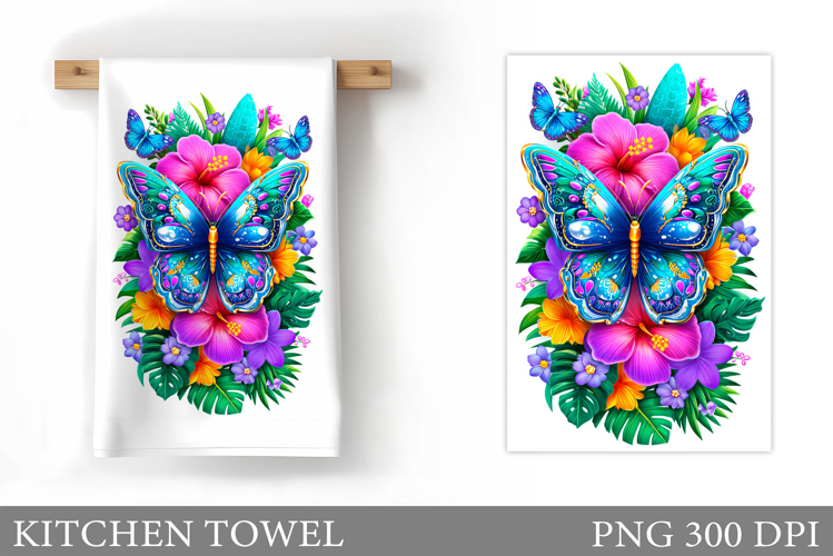 Butterfly Kitchen Towel Design. Butterfly Sublimation