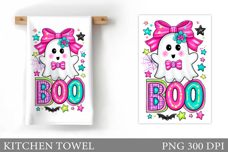 Boo Kitchen Towel Sublimation. Halloween Kitchen Towel