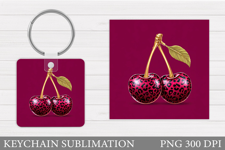 Leopard Cherry Keychain. Cherries Keychain Sublimation