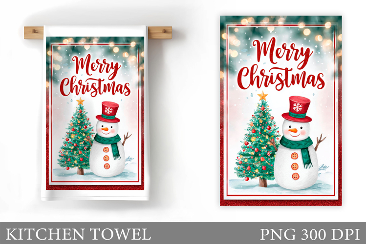 Snowman Kitchen Towel Design. Christmas Kitchen Towel